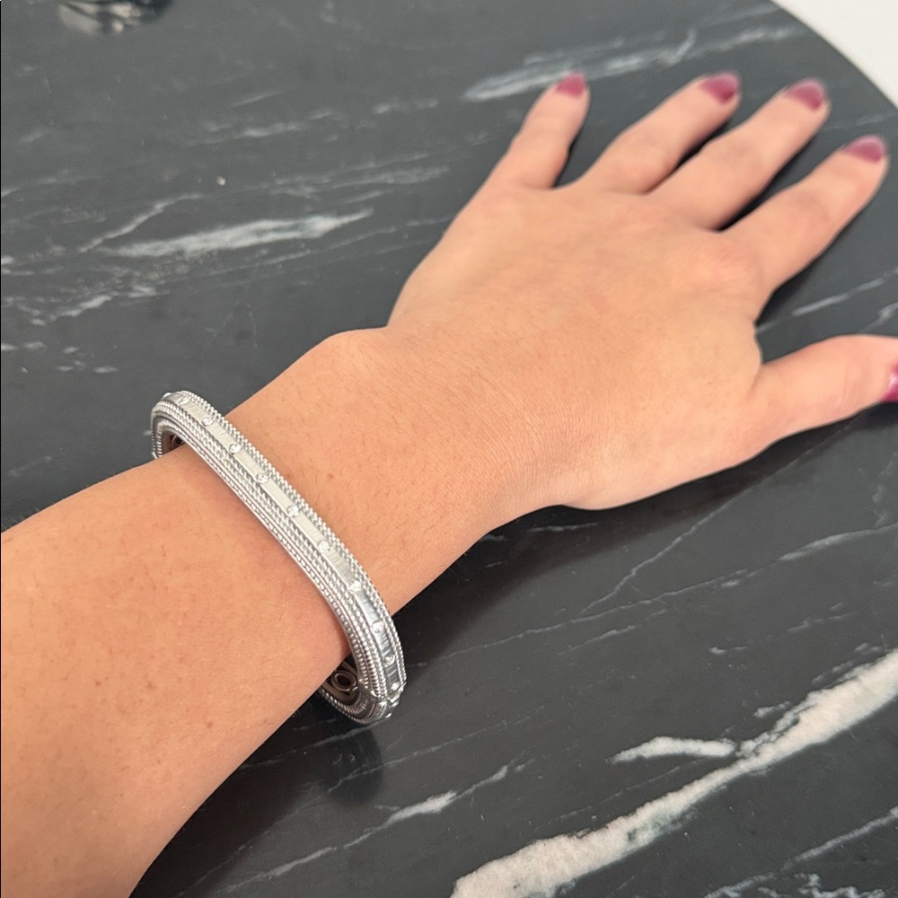 Silver Square Bangle Bracelet - image 4